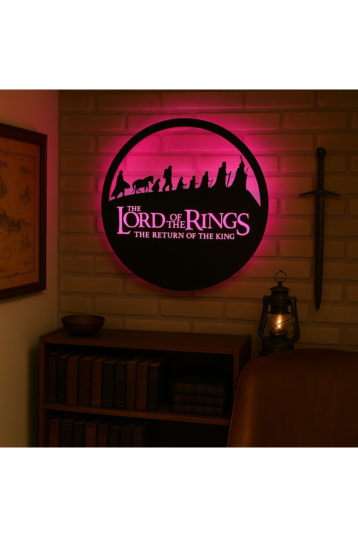 StorHome The Lord of the Rings 50x50 cm MDF Duvar Dekoru LED Işıklı - Tak Çalıştır Film Temalı Aydınlatma