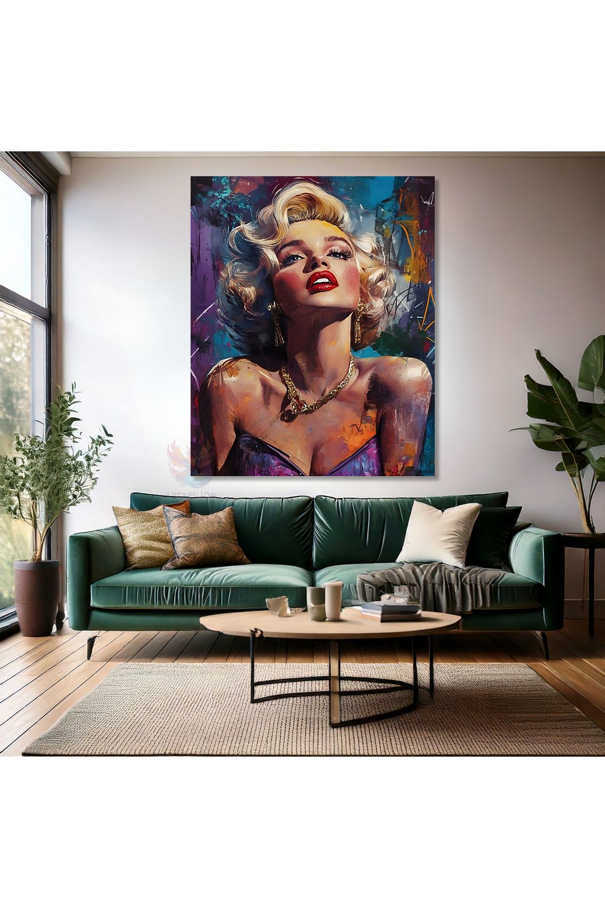 Artarilion Marilyn Monroe Özel Tasarım Kanvas Tablo Modern Renkli Salon Dekoru