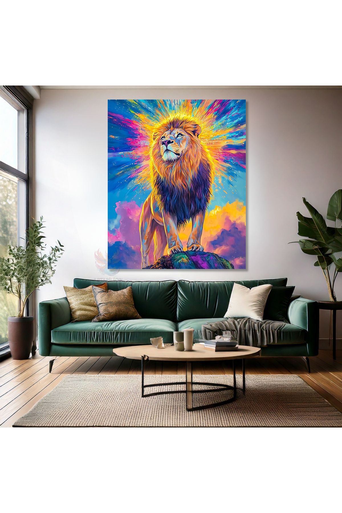 Artarilion Aslan Tablosu Renkli Aslan Kanvas Salon Tablosu Modern Duvar Tablosu