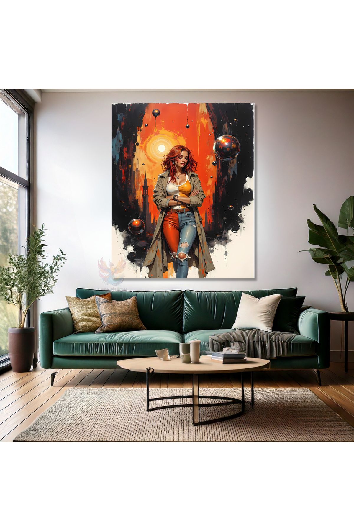 Artarilion Turuncu Saçlı Kadın Kanvas Tablo Modern Sanat Duvar Tablosu