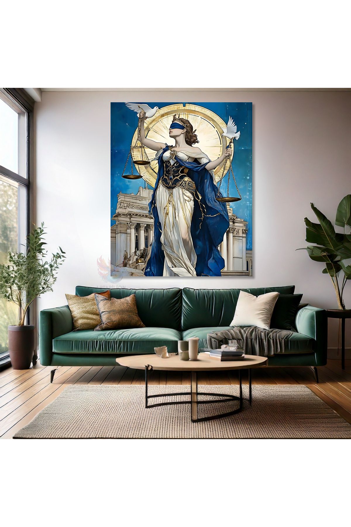 Artarilion Kanvas Hukuk Tablosu Adalet ve Beyaz Güvercin Büro Tablo Kanvas Duvar Dekoru