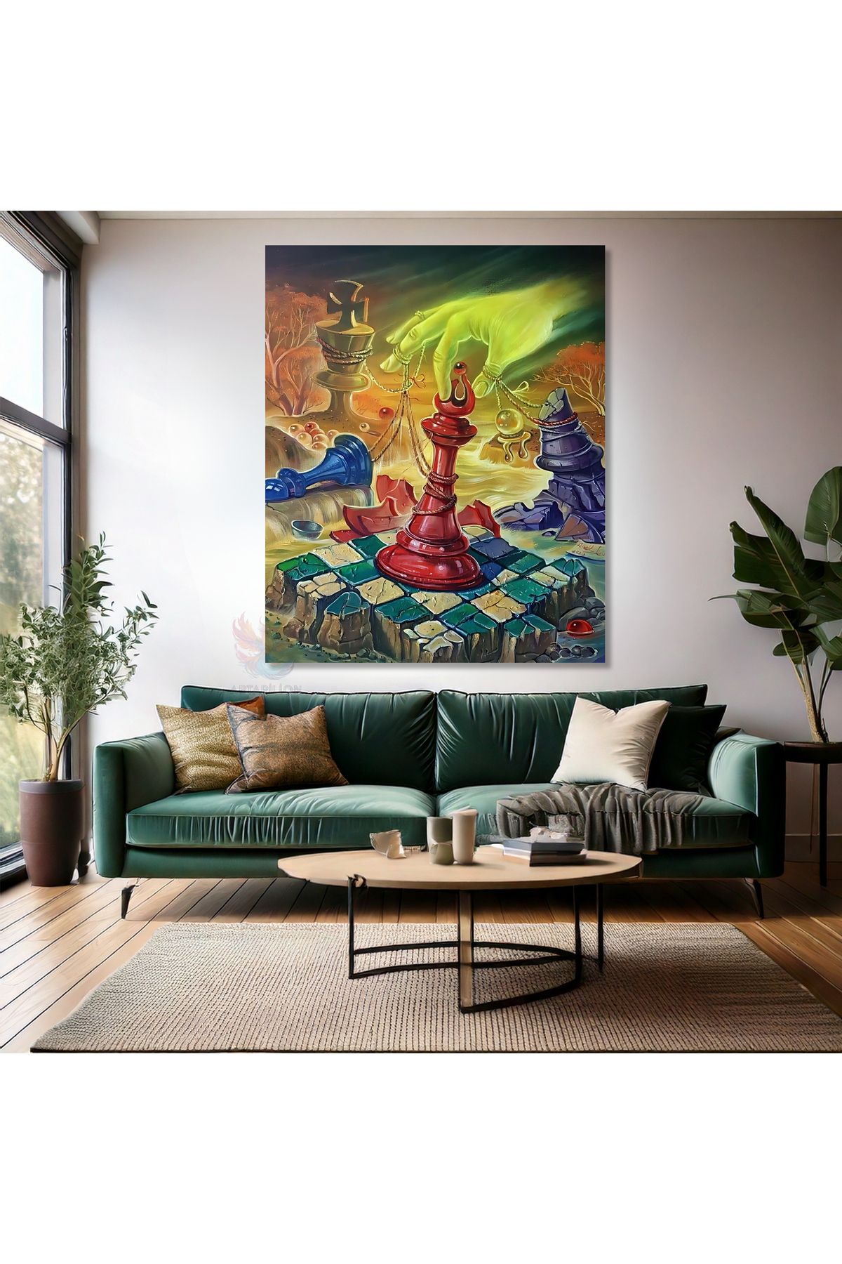 Artarilion Soyut Satranç Kanvas Tablo Soyut Tasarım Satranç Temalı Duvar Tablosu