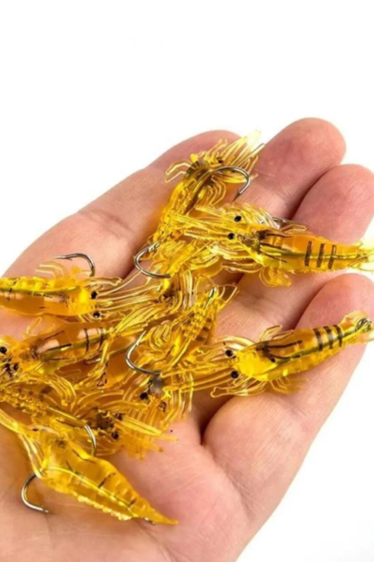 Muse 5 Adet 4 Cm Jig Kancalı Silikon Karides, Karides Balık Avı, Yapay Karides, Levrek,Çupra,Lüfer
