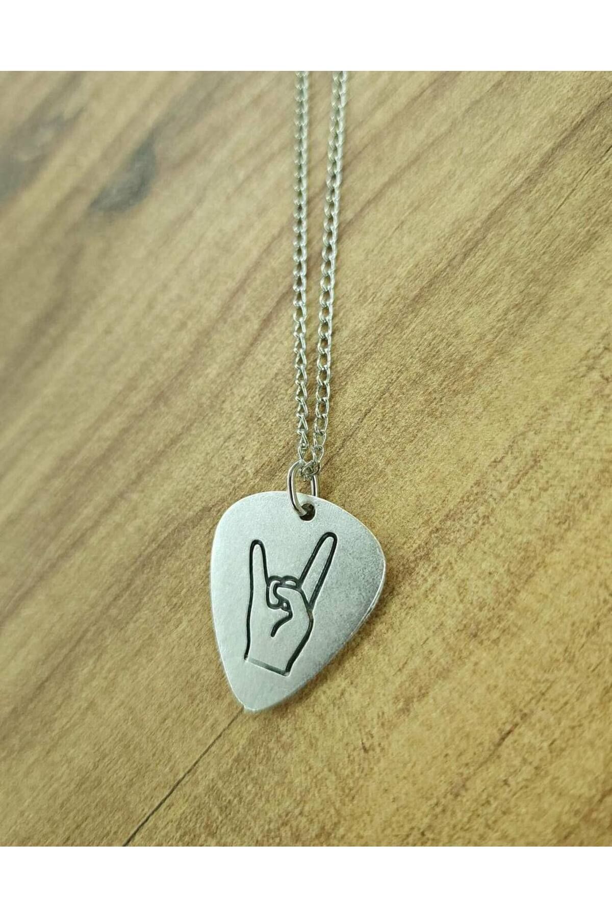 Herşey Nota Megadeth Pena Kolye – Çift Taraflı Rock İşaretli Unisex Metal Kolye, 60 cm Zincir