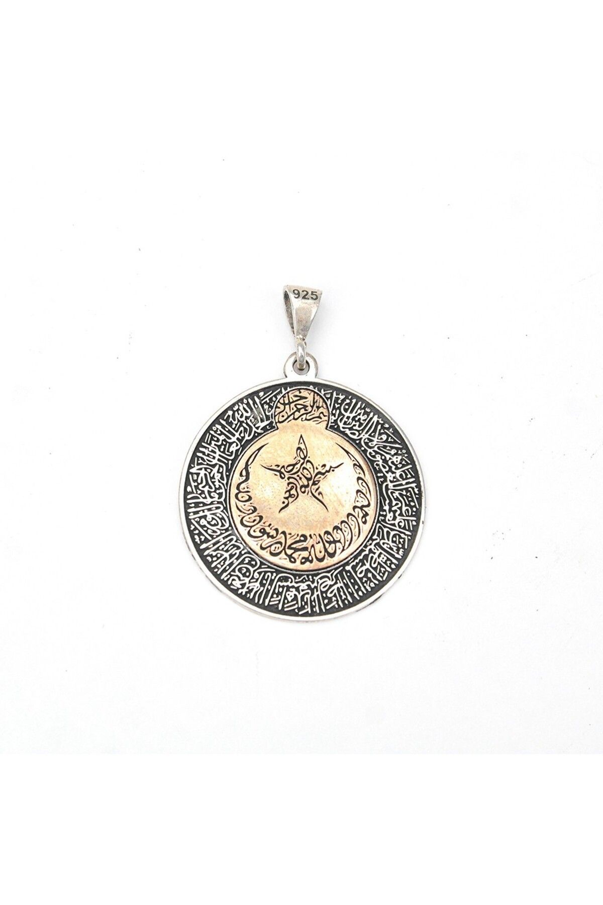 Angel Of Life Gümüş Ayyıldız Hat Yazılı Model Erkek Kolye