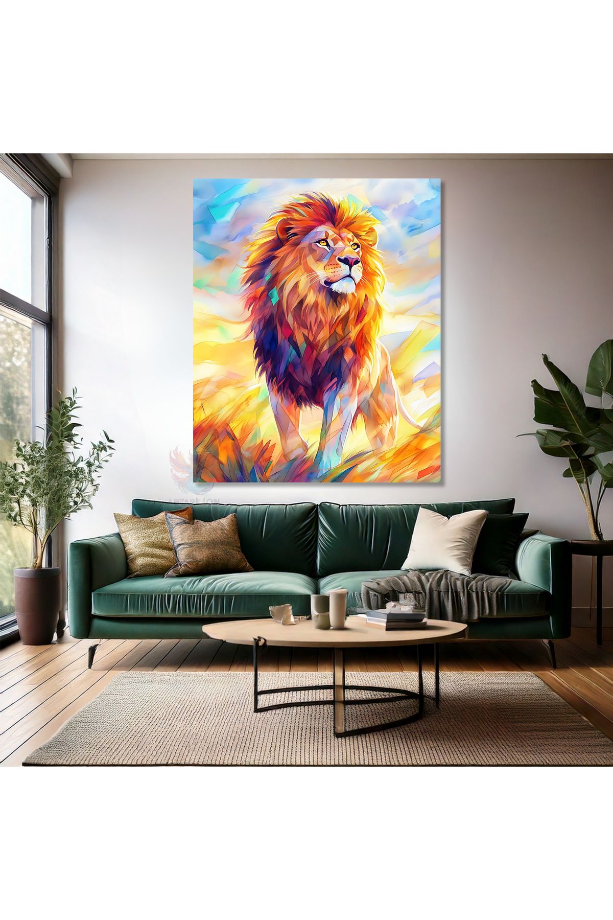 Artarilion Soyut Renkli Aslan Tablosu Modern Çizim Kanvas Aslan Tablosu