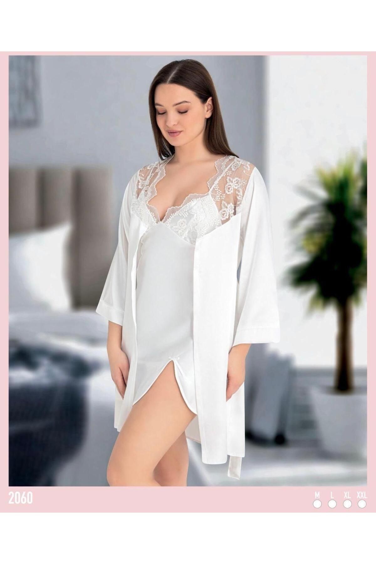 Lüx Wood VICTORIA 2060 KADIN SABAHLIK VE GECELİK 2 LI SET TAKIMI
