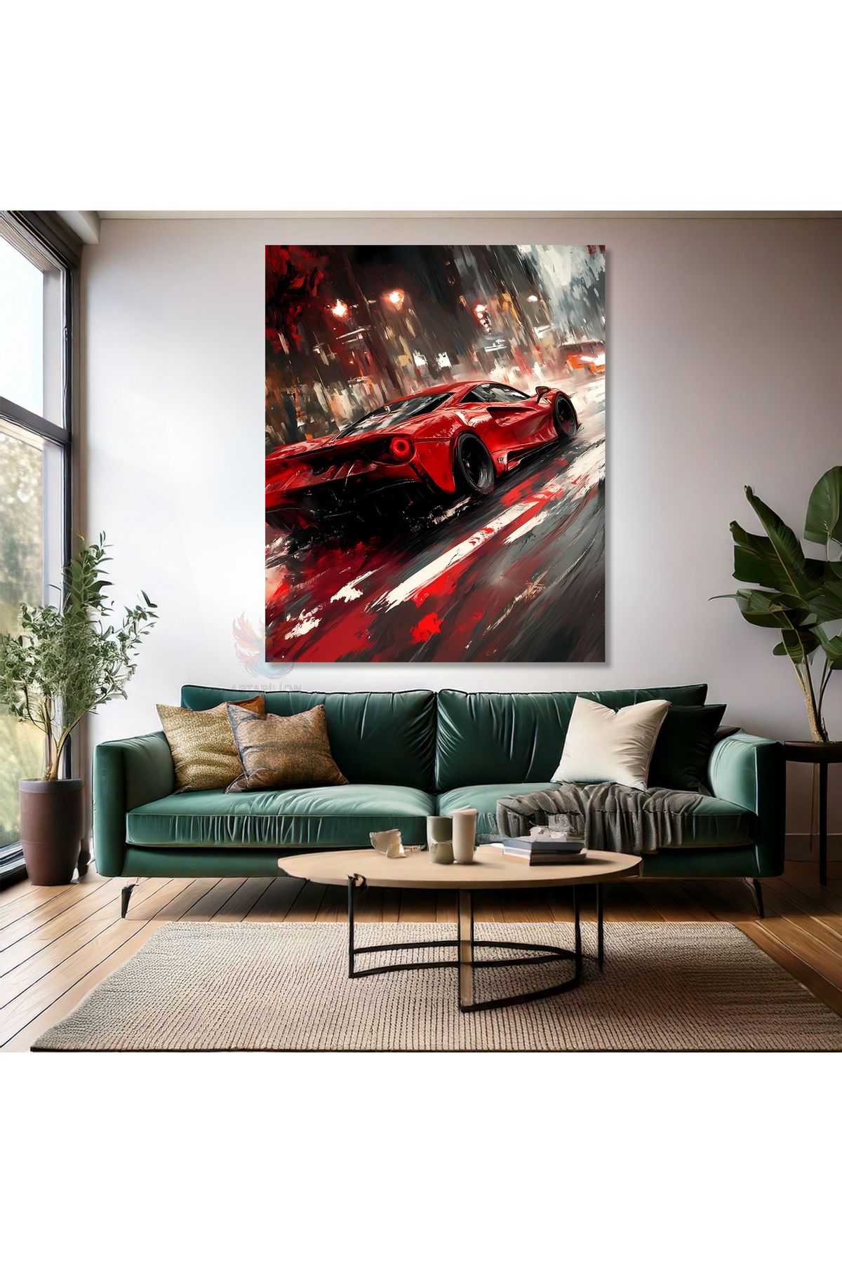 Artarilion Kırmızı Spor Araba Kanvas Tablo Modern Araba Tablosu Genç Odası Tablosu