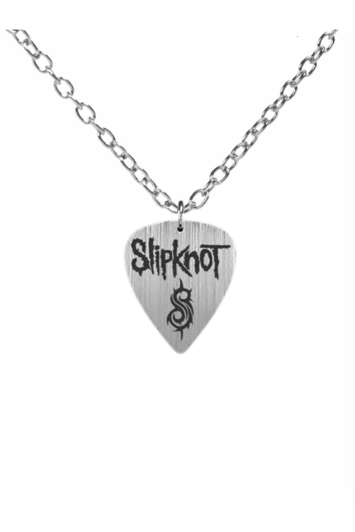 Herşey Nota Slipknot Pena Kolye – Çift Taraflı Rock İşaretli Unisex Metal Kolye, 60 cm Zincir