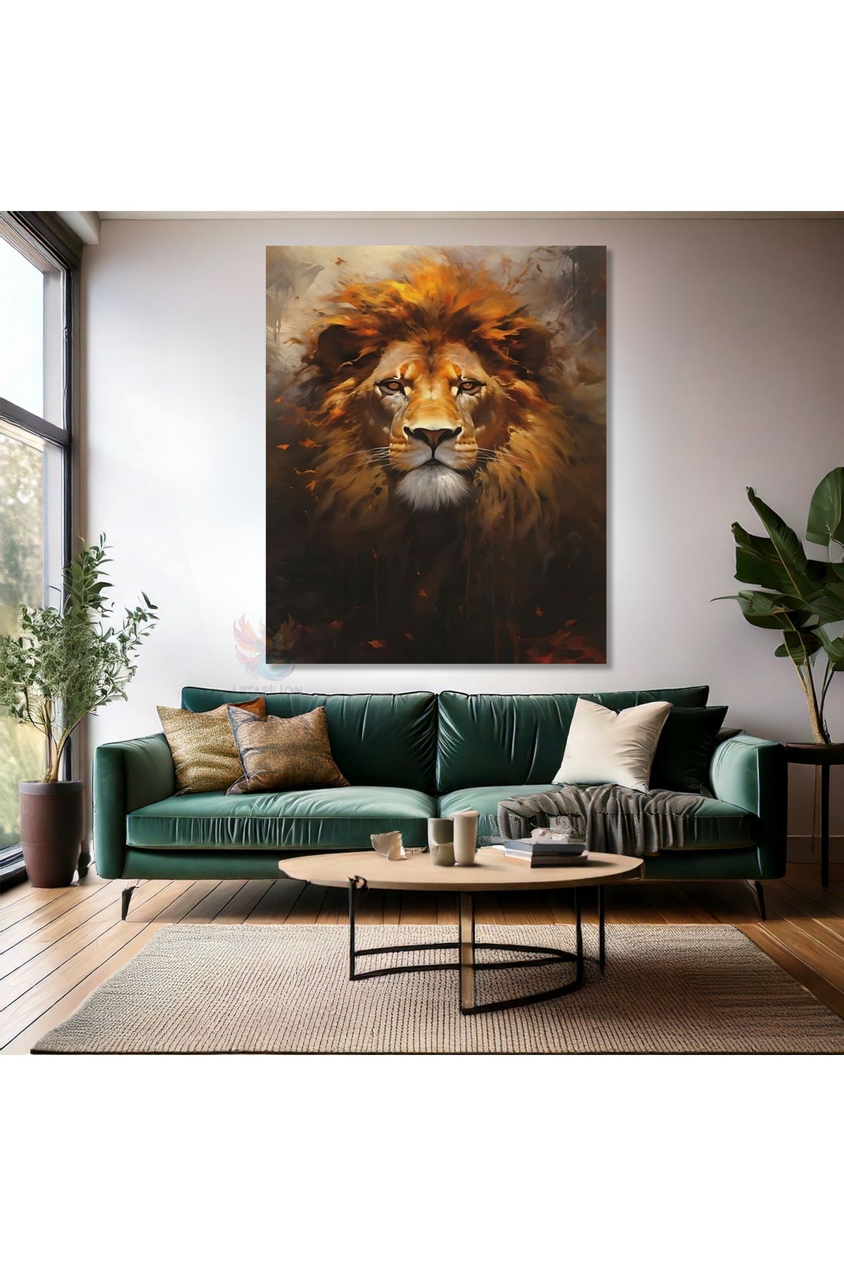 Artarilion Aslan Duvar Tablosu Kanvas Tablo Modern Salon Tablosu Kanvas Baskı Tablo