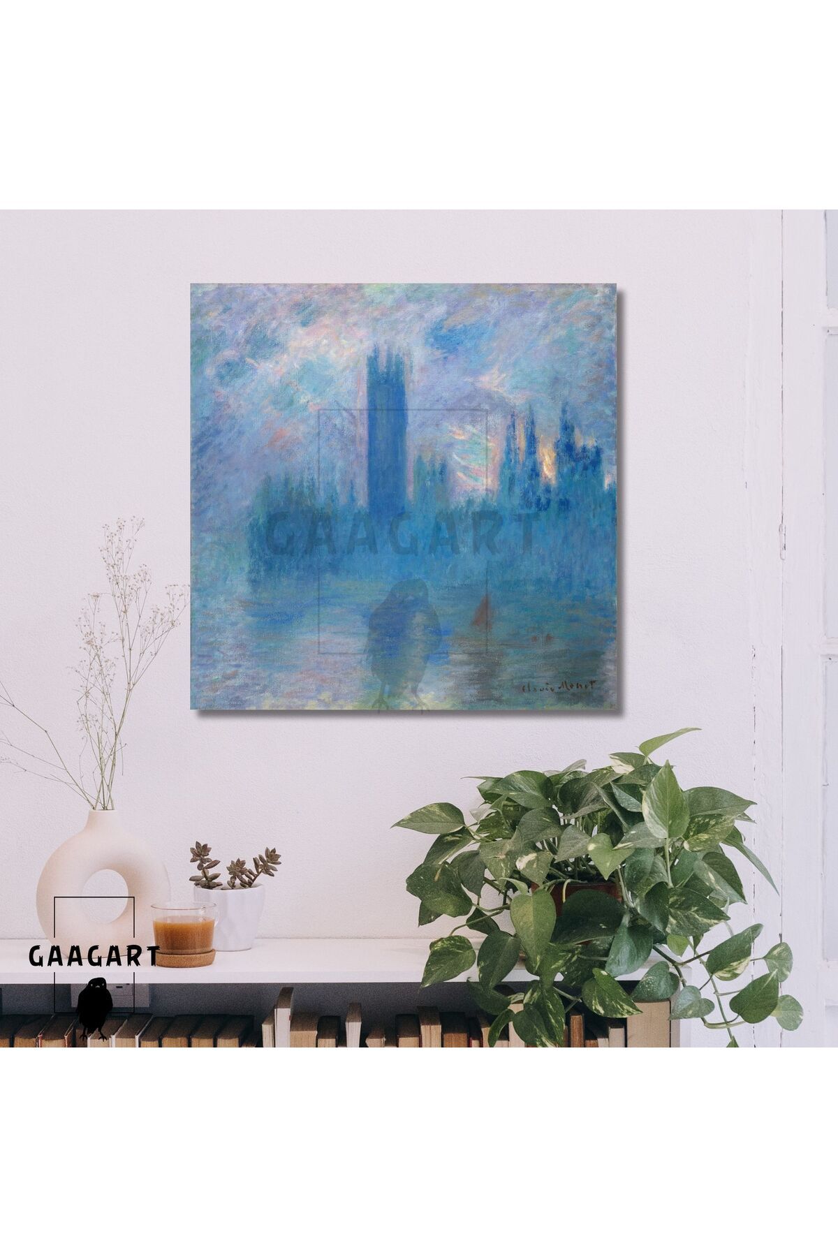 GAAGART Kare Kanvas Ünlü Eserler Monet-Houses of Parliament, London (1900)