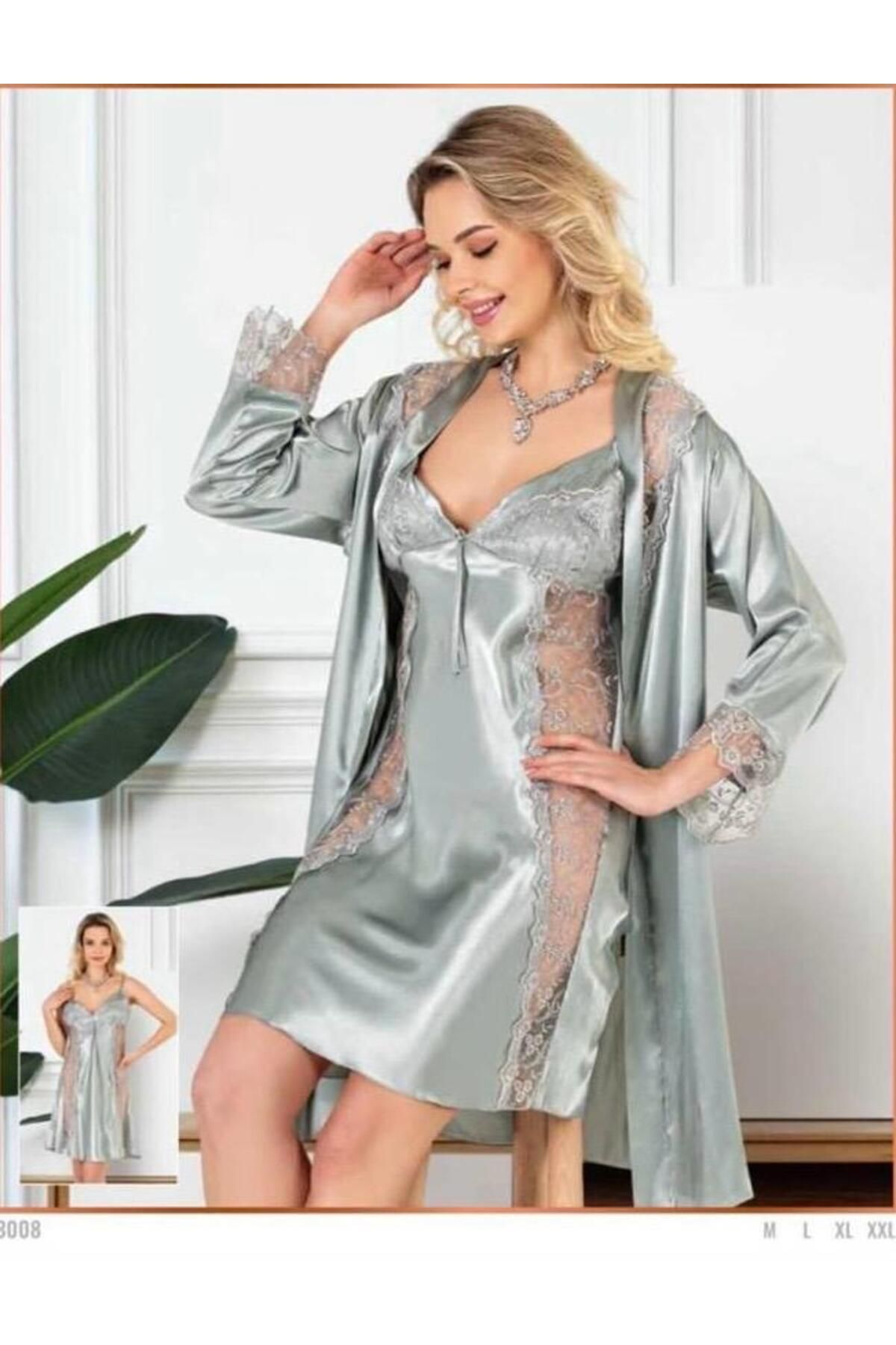 Lüx Wood VICTORIA 3008 KADIN SABAHLIK VE GECELİK 2 LI SET TAKIMI