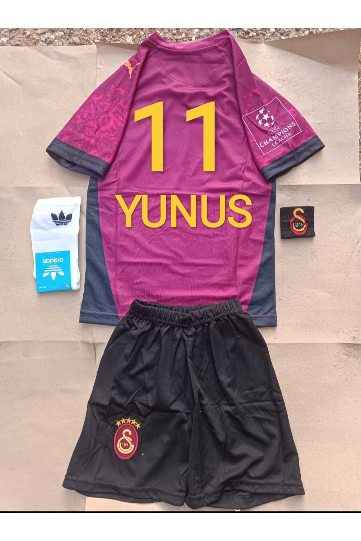Marka Extra GALAtAsArA'y- 5 YILDIZLI 2024.2025 ÇOCUK Futbol Forması YUNUS 11 BORDO 4.LÜ SET