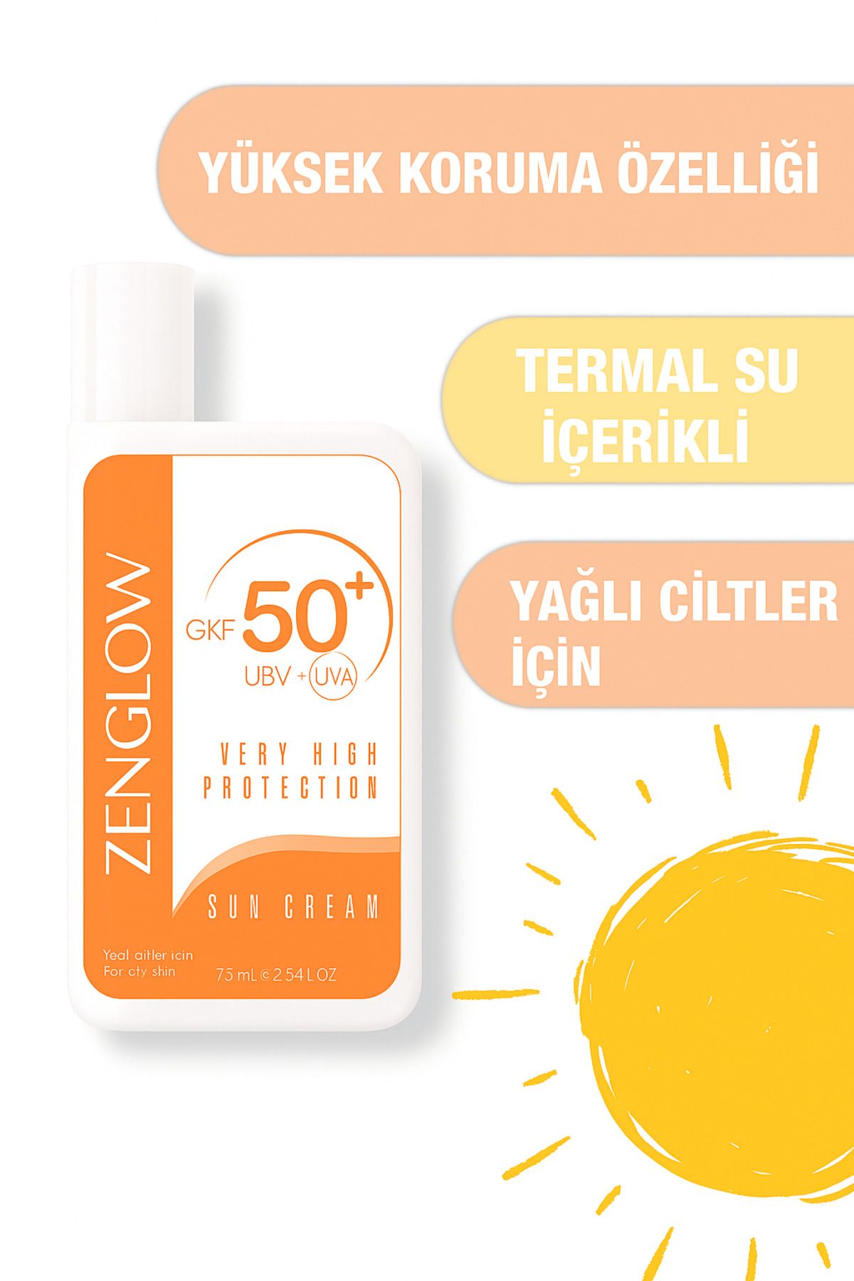 ZenGlow Yüksek Koruma Güneş Koruyucu Güneş Kremi Spf50+ - 50 ml