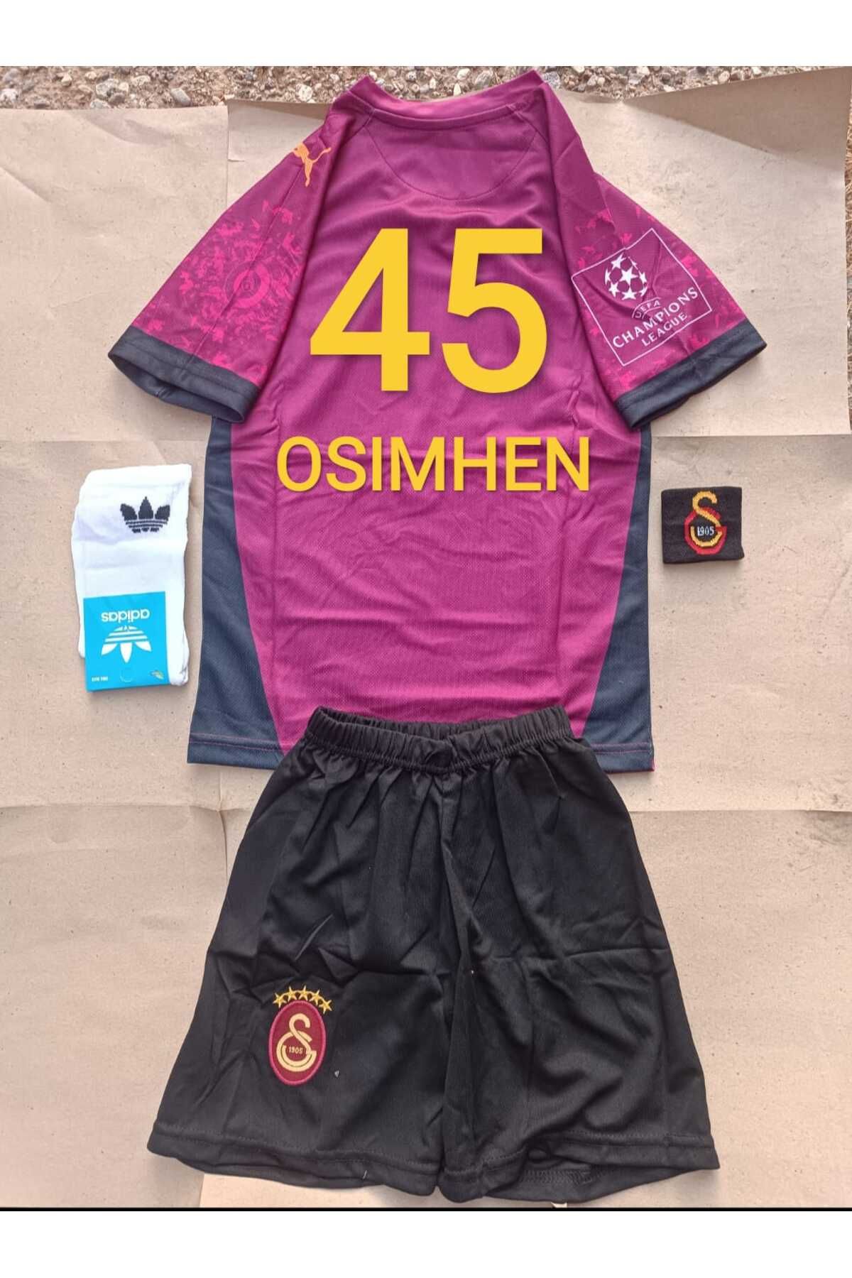 Marka Extra GALAtAsArA'y- 5 YILDIZLI 2024.2025 ÇOCUK Futbol Forması V.OSI'HEN 45 4.LÜ SET BORDO