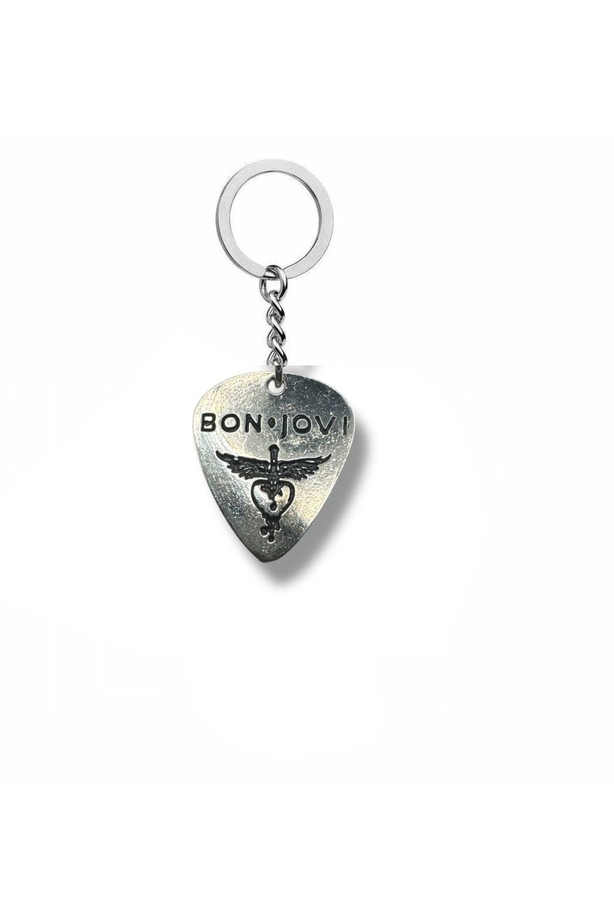 Herşey Nota Bon Jovi Rock Grubu Pena Şeklinde Çift Taraflı Rock İşaretli Metal Anahtarlık