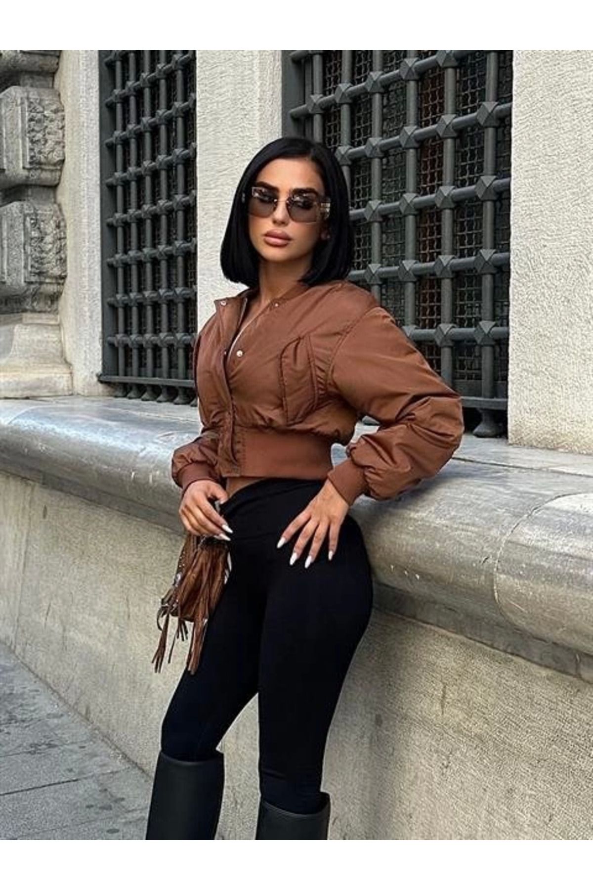 Omarı Miecka Crop Bomber Ceket 7022-8