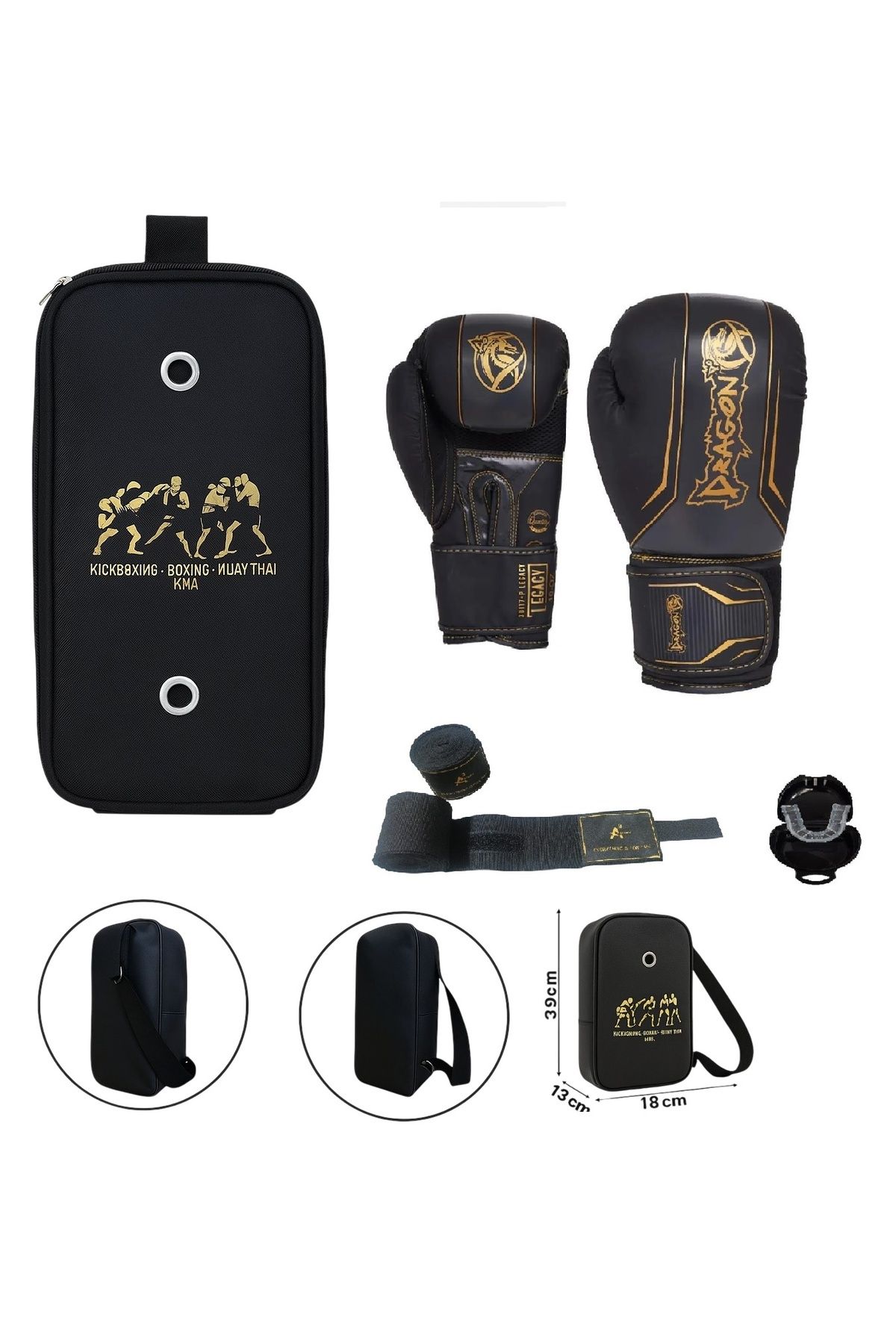 Dragondo Legacy Boks Eldiveni Kick Boks Muay Thai Eldiveni 3'lü Set ve Eldiven Taşıma Çantalı