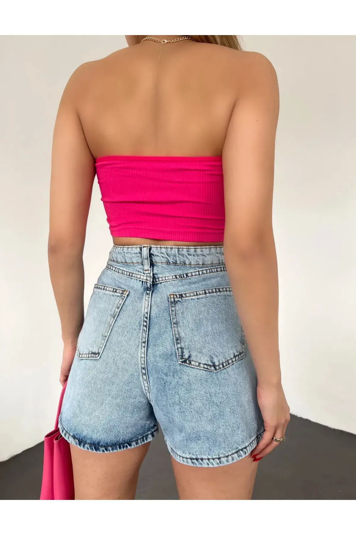 Omarı Denim Şort Cepli