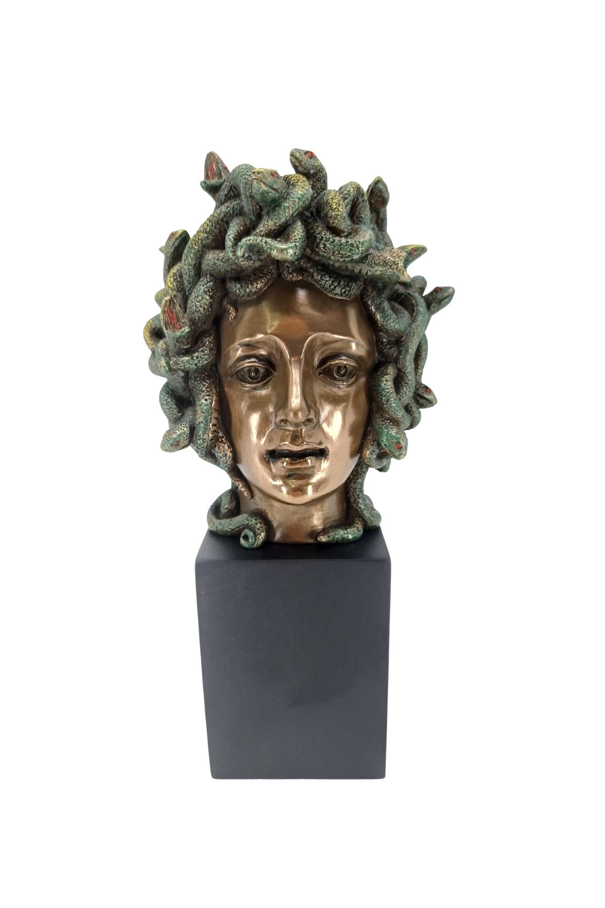 ITSOLD Medusa Büstü – Siyah Kaideli Mitolojik Biblo - Antik Dekor - 21 cm