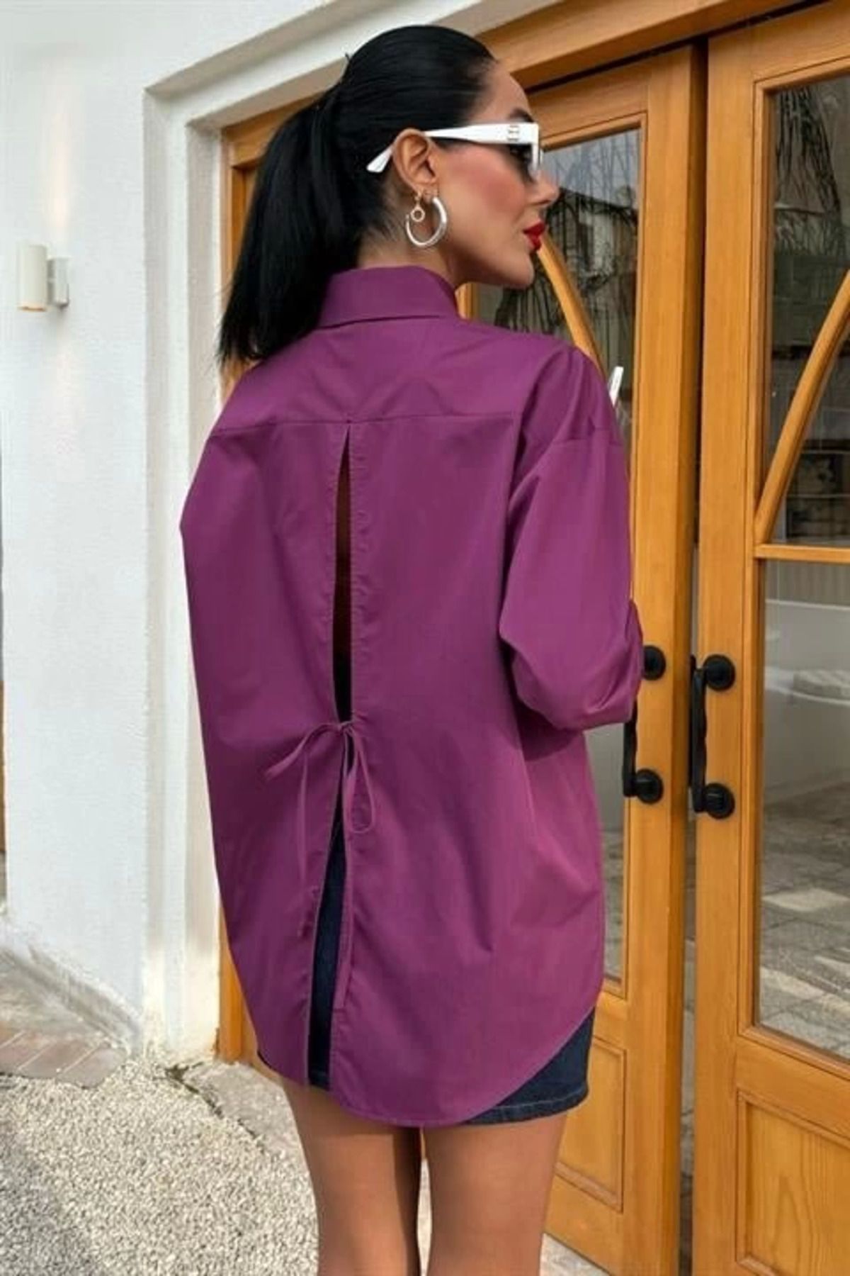 Omarı Süzine Cepli Arkası Yırtmaçlı Oversize Gömlek 3420