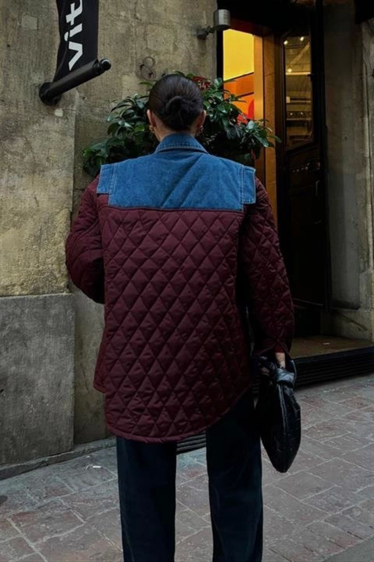Omarı Denim Garnili Kapitone Ceket 7071