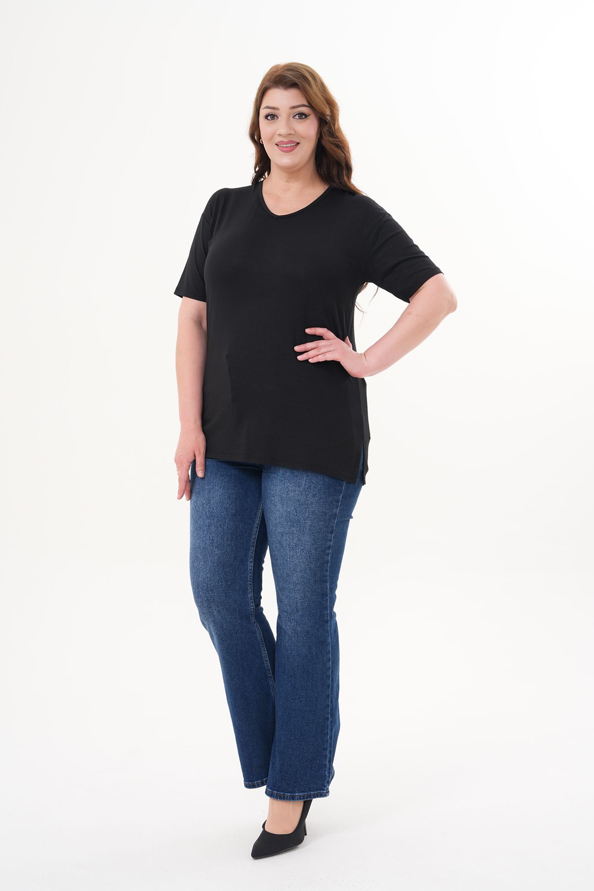 Butik Büyük beden yeni Sezon kısa kol geniş kalıp esnek rahat Viskon Anne Bluz