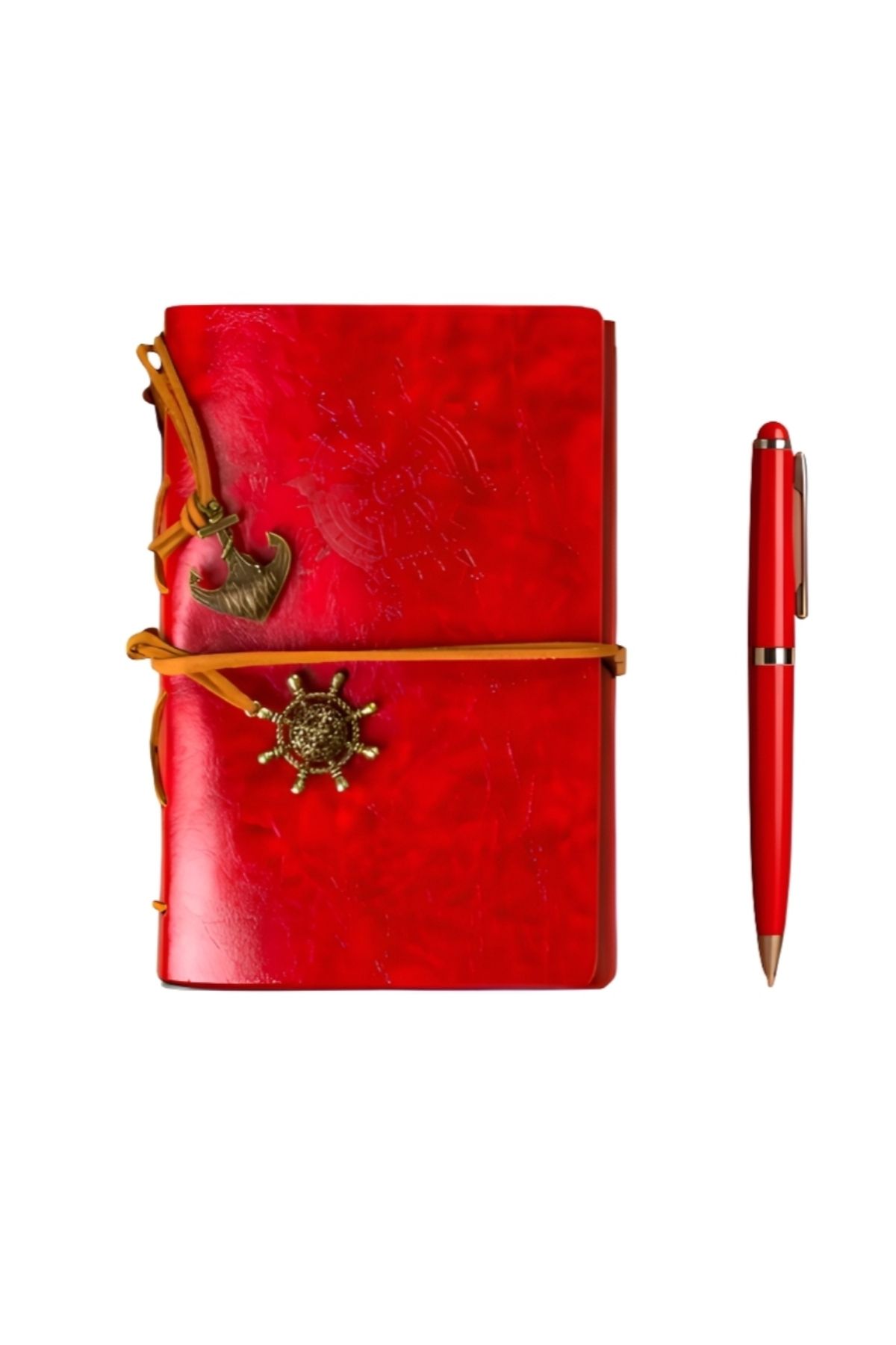 Wolawood Deri Kapaklı Vintage Defter Vip Kalem Hediyeli Kraft Sayfa Günlük Not Ajanda Anı Hatıra Defteri