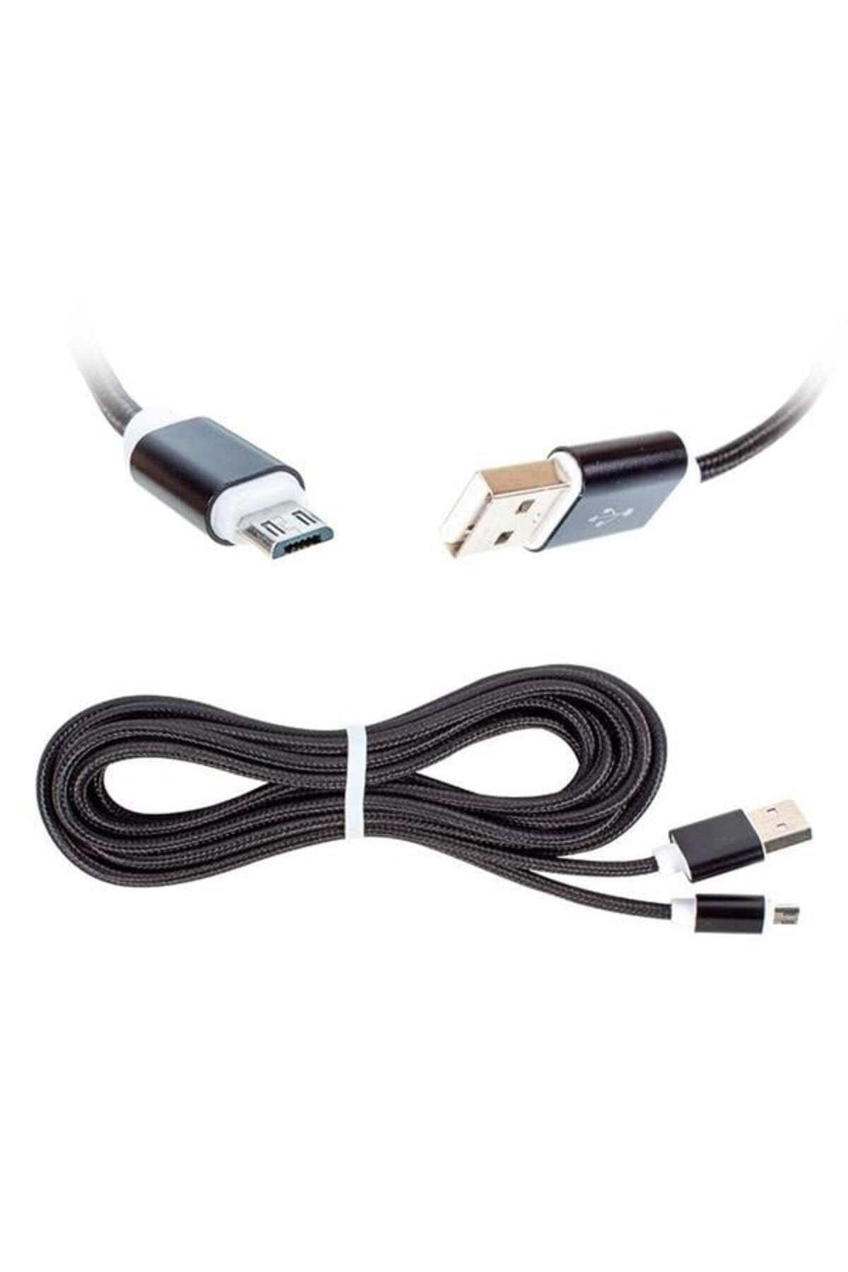 ÖYKÜ VE YİĞİT Powermaster S3-S4 Samsung Micro USB Şarj Ve Data Kablosu 1 Metre Örgülü Siyah