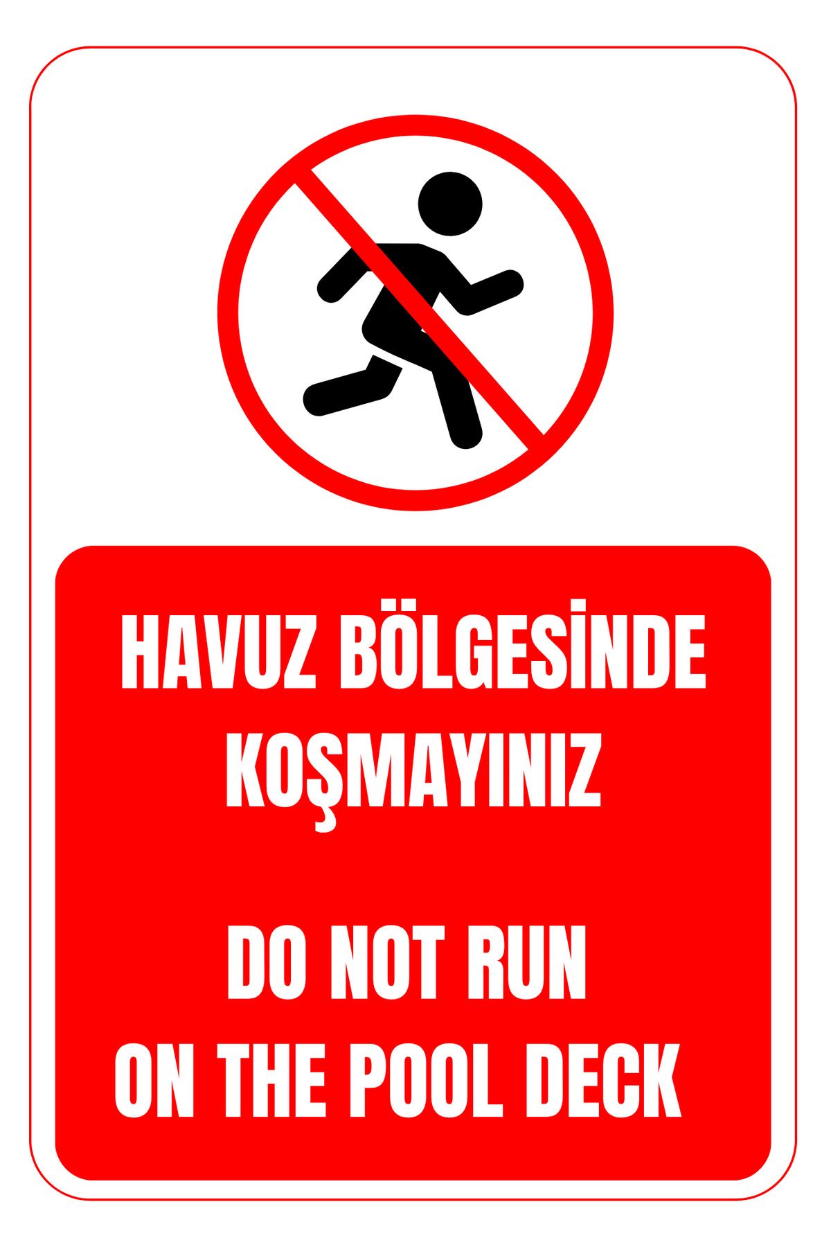 Girl Power 35 x 50 Havuz Bölgesinde Koşmayınız Folyo Baskı Sticker Uyarı Levhası
