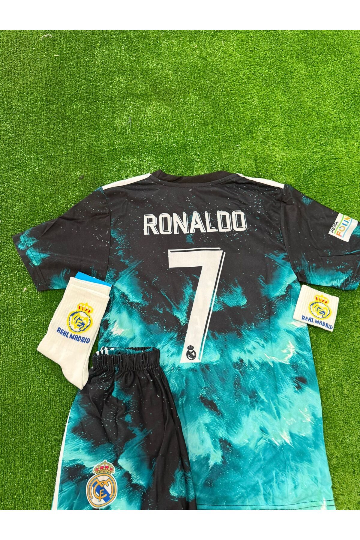 Atlas Global REAL RONALDO ÖZEL TASARIM MAVİ DALGALI SEZONU ÇOCUK FORMASI