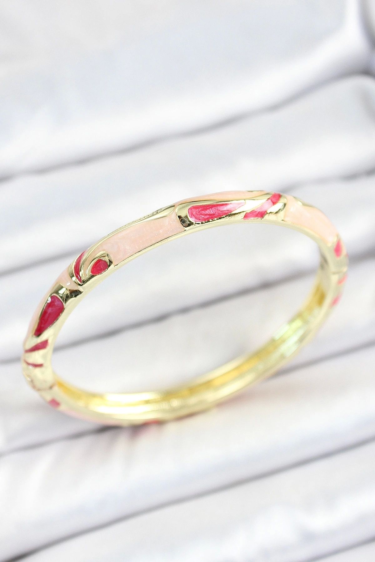 Clariss Mineli Pirinç Pembe Desenli Gold Renk Kadın