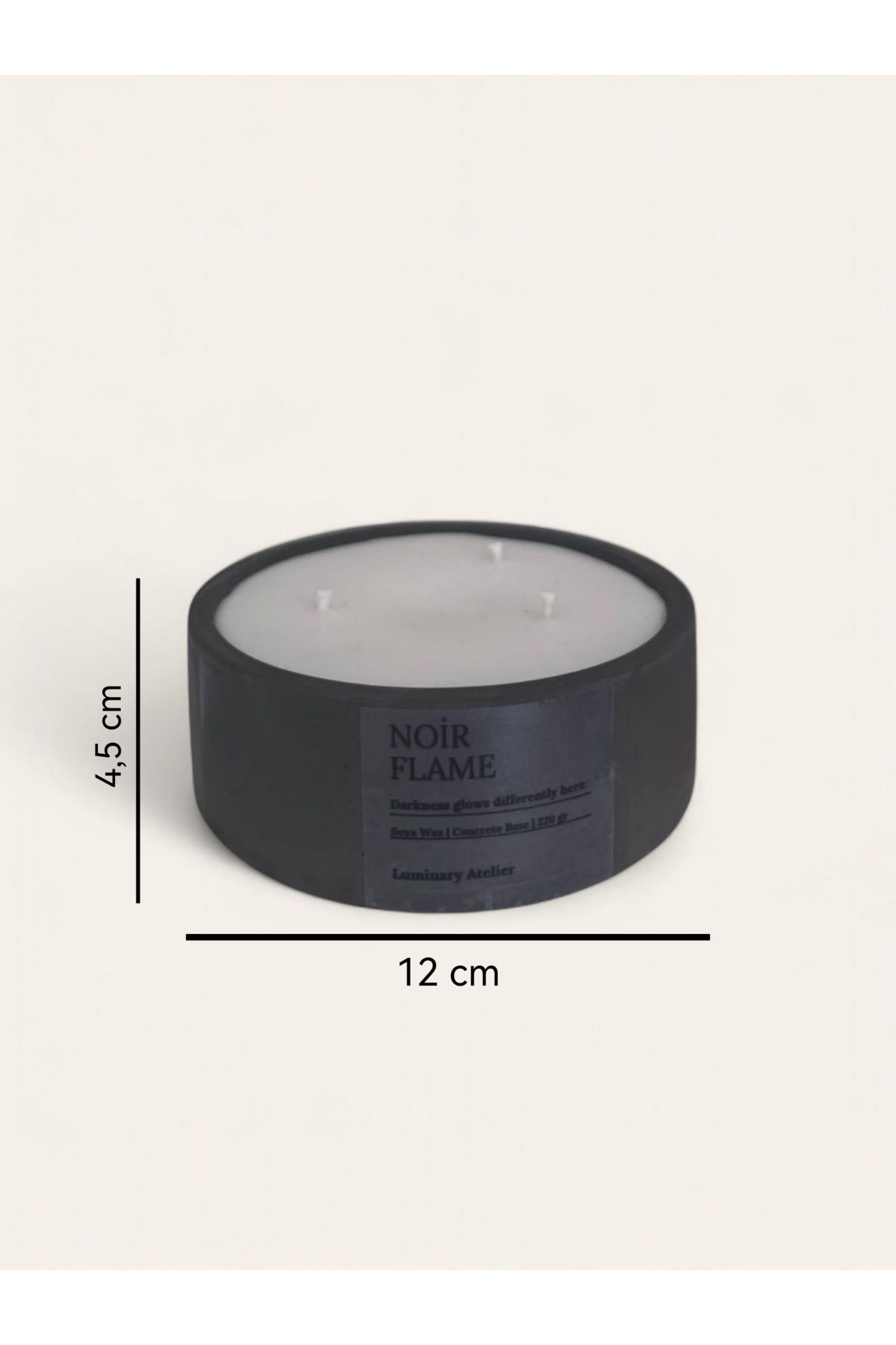 LUMİNARY CANDLE Dekoratif Beton Mum / Siyah Renk / Amber Kokulu