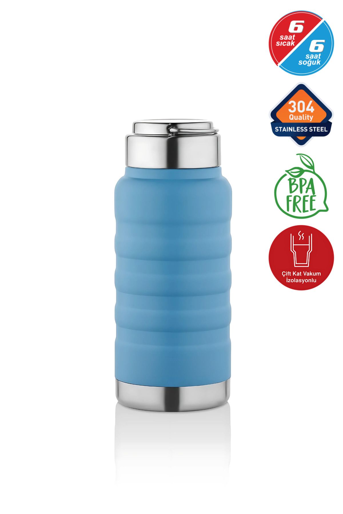 Yaren Style 400 ml Mavi Paslanmaz Çelik Termos – Su, Meşrubat, Çay için | Kamp, Okul, Piknik, Servis & İkram