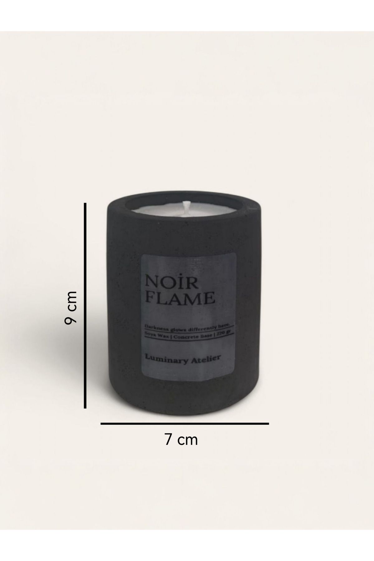 LUMİNARY CANDLE Dekoratif Beton Mum / Siyah Renk / Amber Kokulu