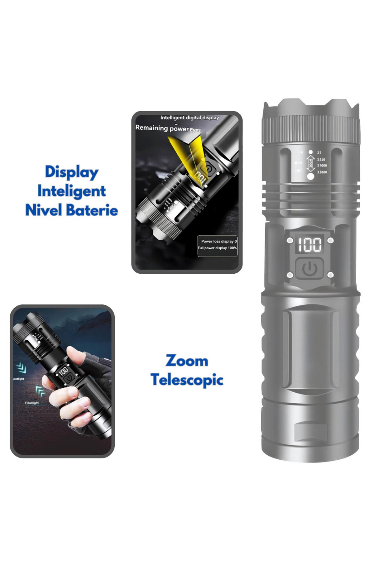 Generic-APF® Powerful, Ultra Bright Telescopic LED Flashlight with Phone Charging Function 5