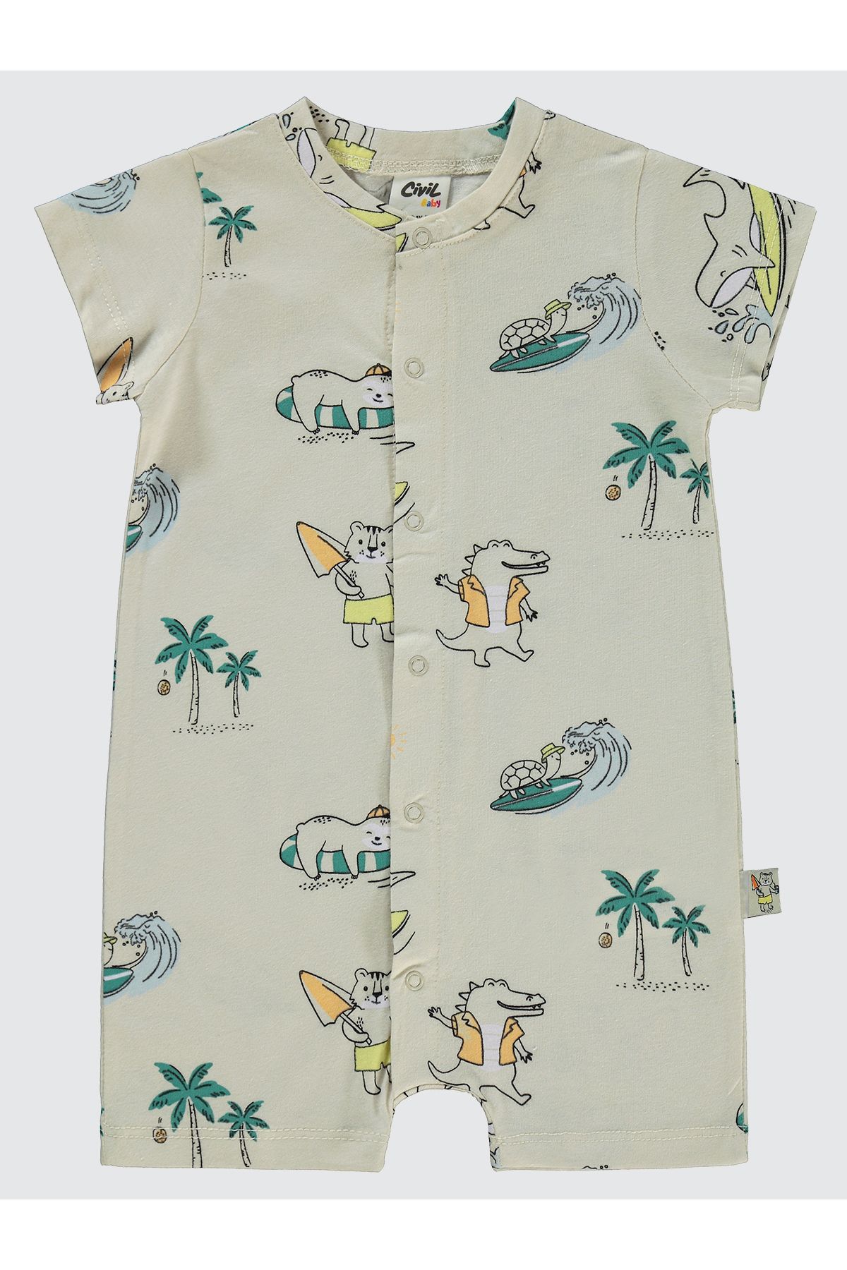 Civil Baby Erkek Bebek Patiksiz Tulum 6-18 Ay Taş Rengi