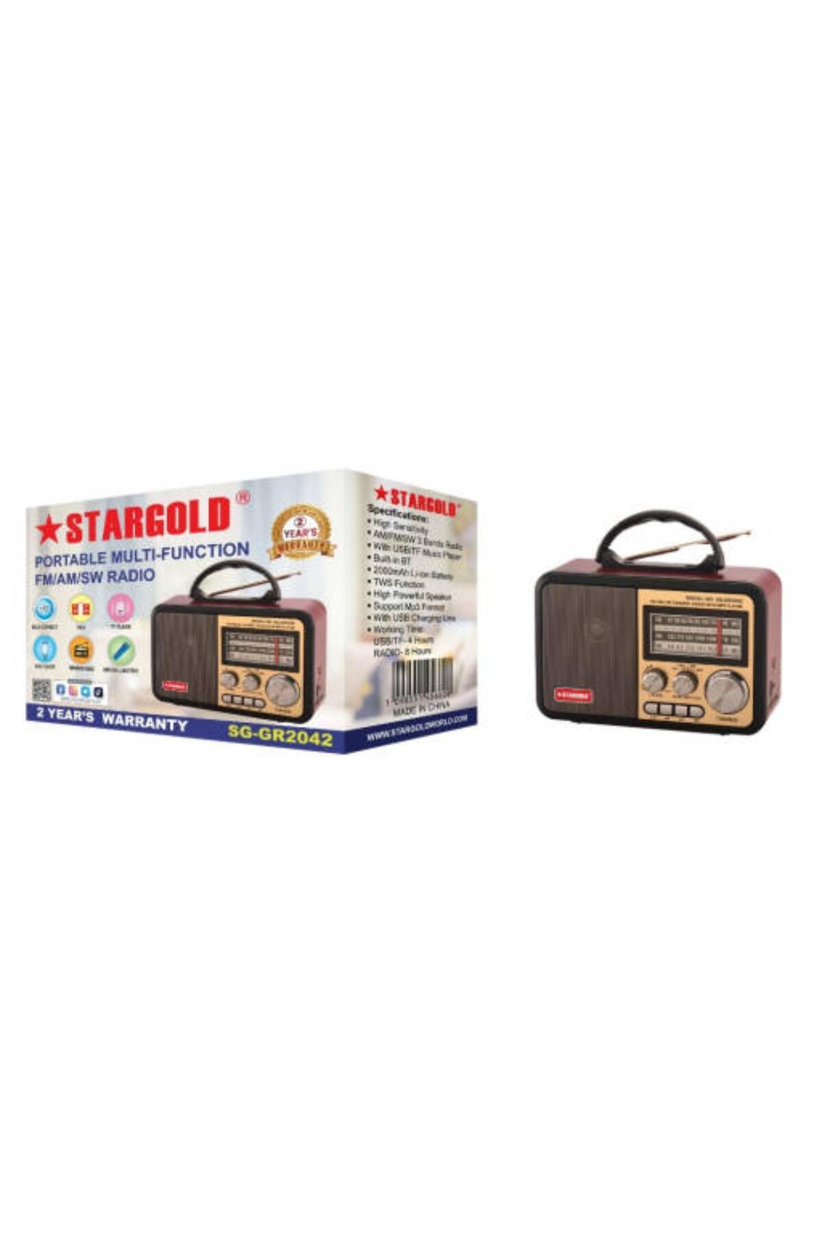 Generic-STARGOLD FM/AM/SW Portable Retro Radio with USB/TF MP3, Bluetooth TWS, and 2000mAh Battery 2