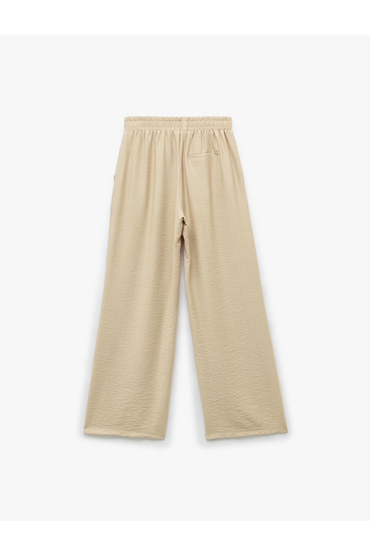 Koton-New Season Viscose Fabric Elastic Waist Pocket Straight Wide Leg Trousers 4