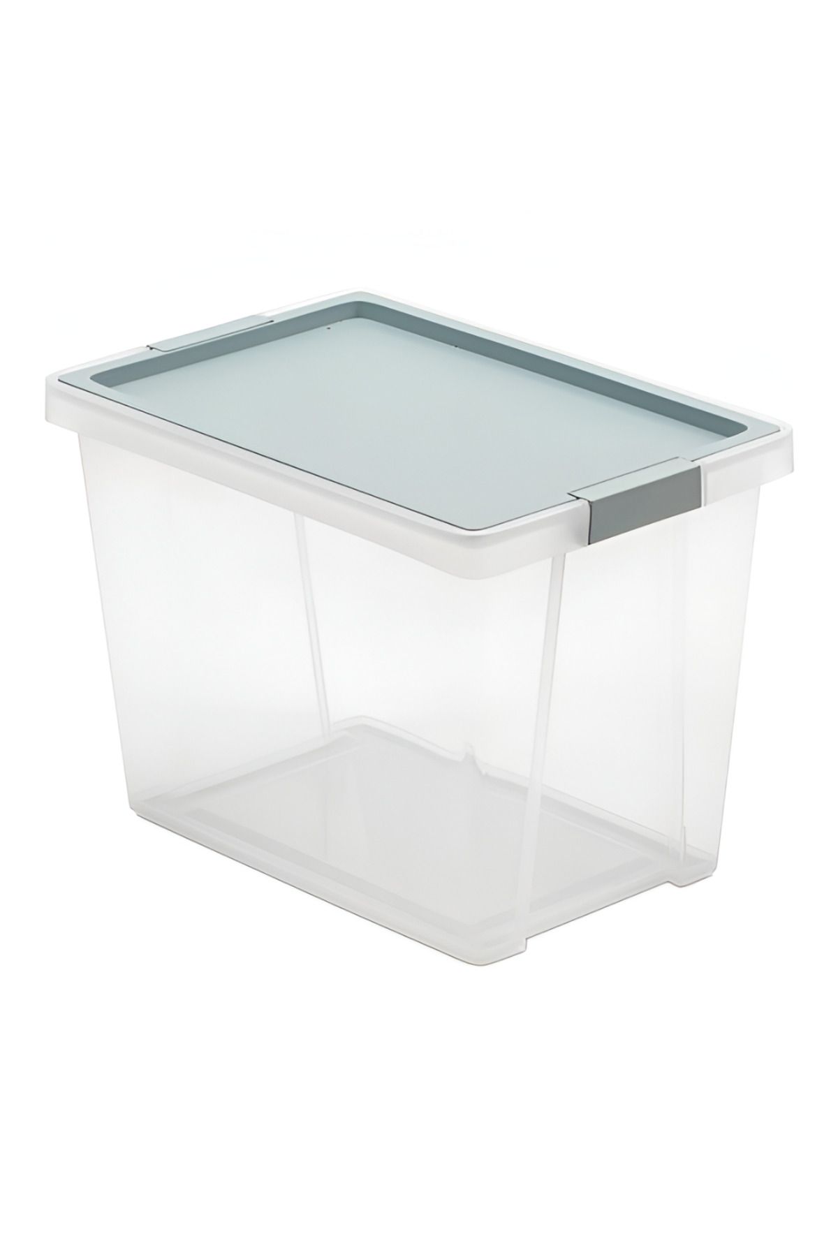 Tatay-Hinged Handle Multipurpose Stackable Storage Box with Lid Blue Mist and Clear 15 Liter 1