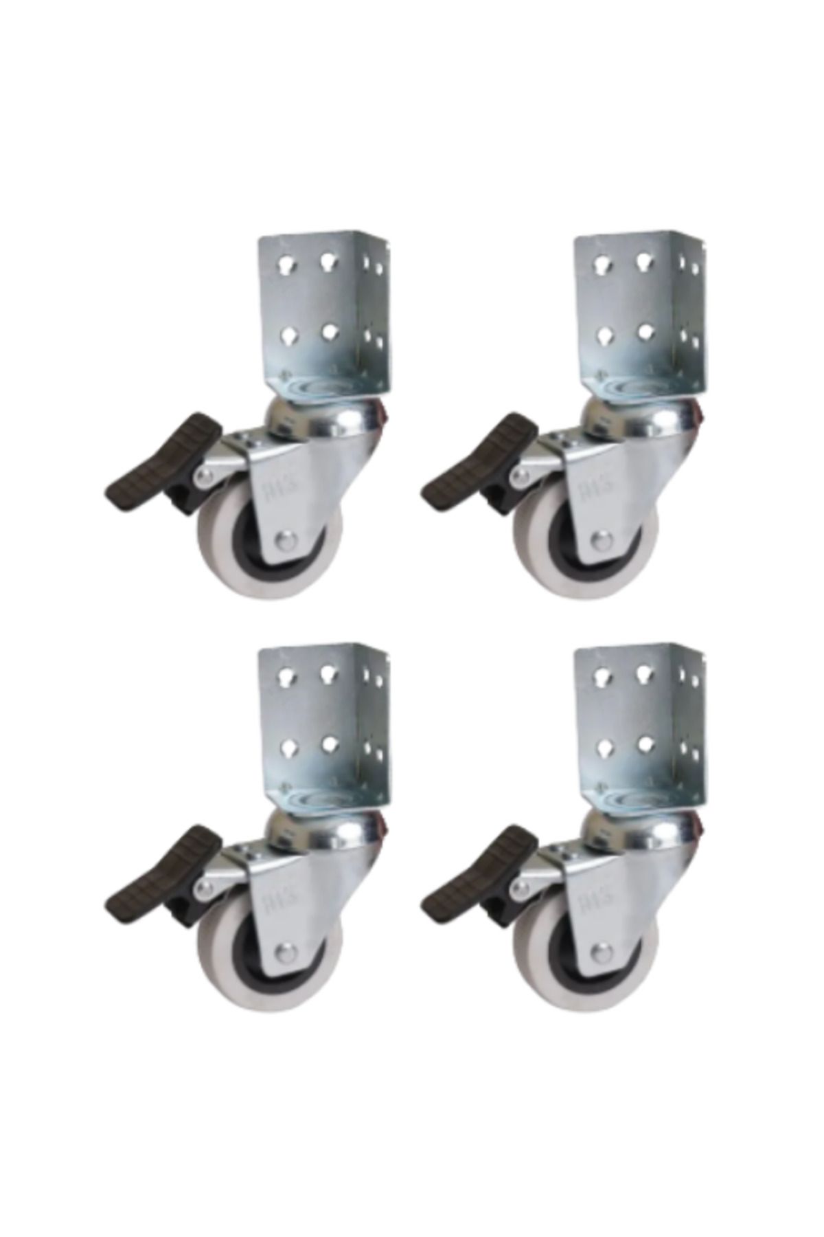Hts 334L- Çift Bilyalı Tabla Bağlantılı Frenli Pvc Teker 4 Ad.