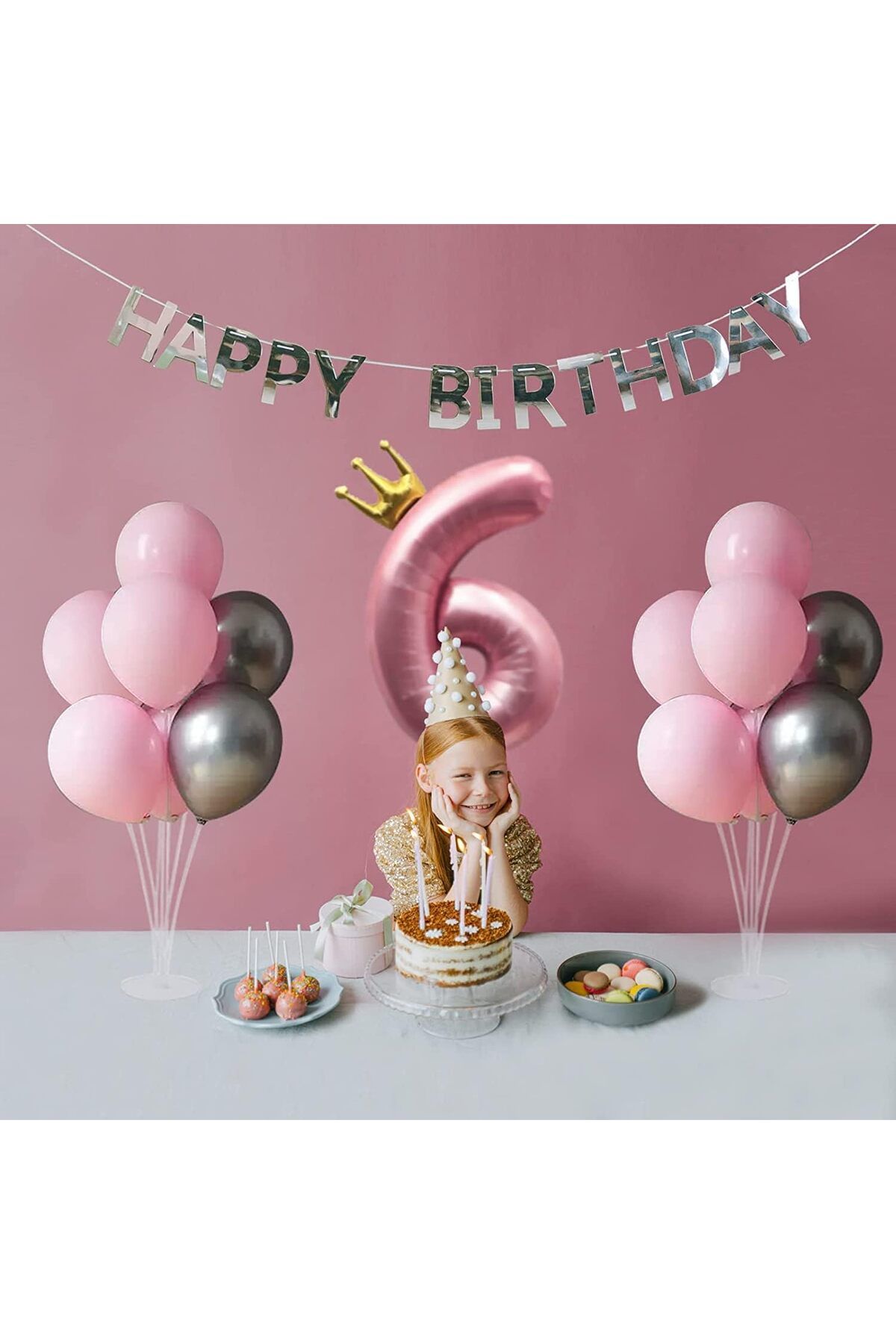 UVERTE 7 Çubuklu Ayaklı Balon Süsleme Standı 7 Çubuklu Ayaklı Parti Süsleme Aparatı