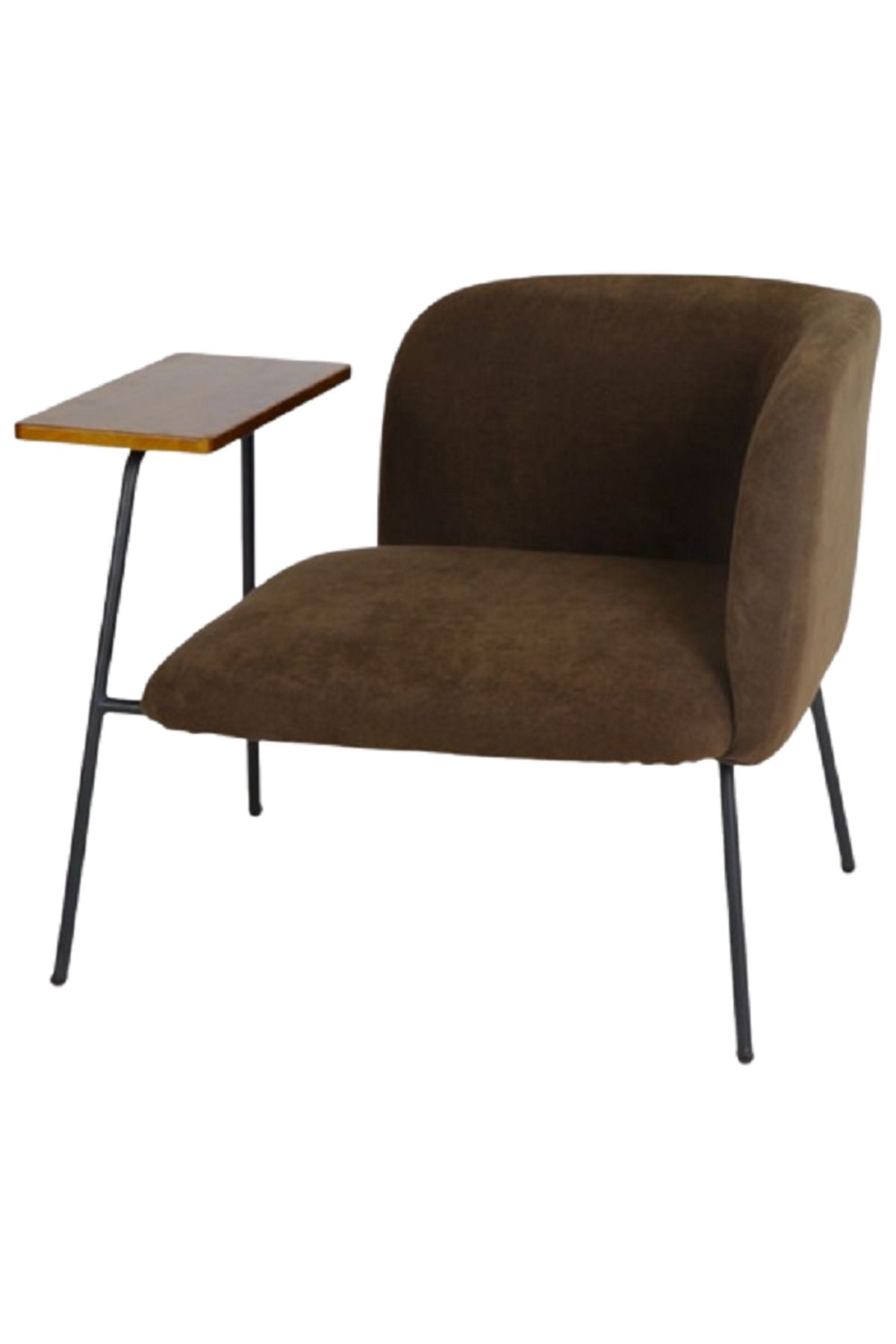 rexa-Modern Upholstered Chair with Built-in Wooden Side Table 1