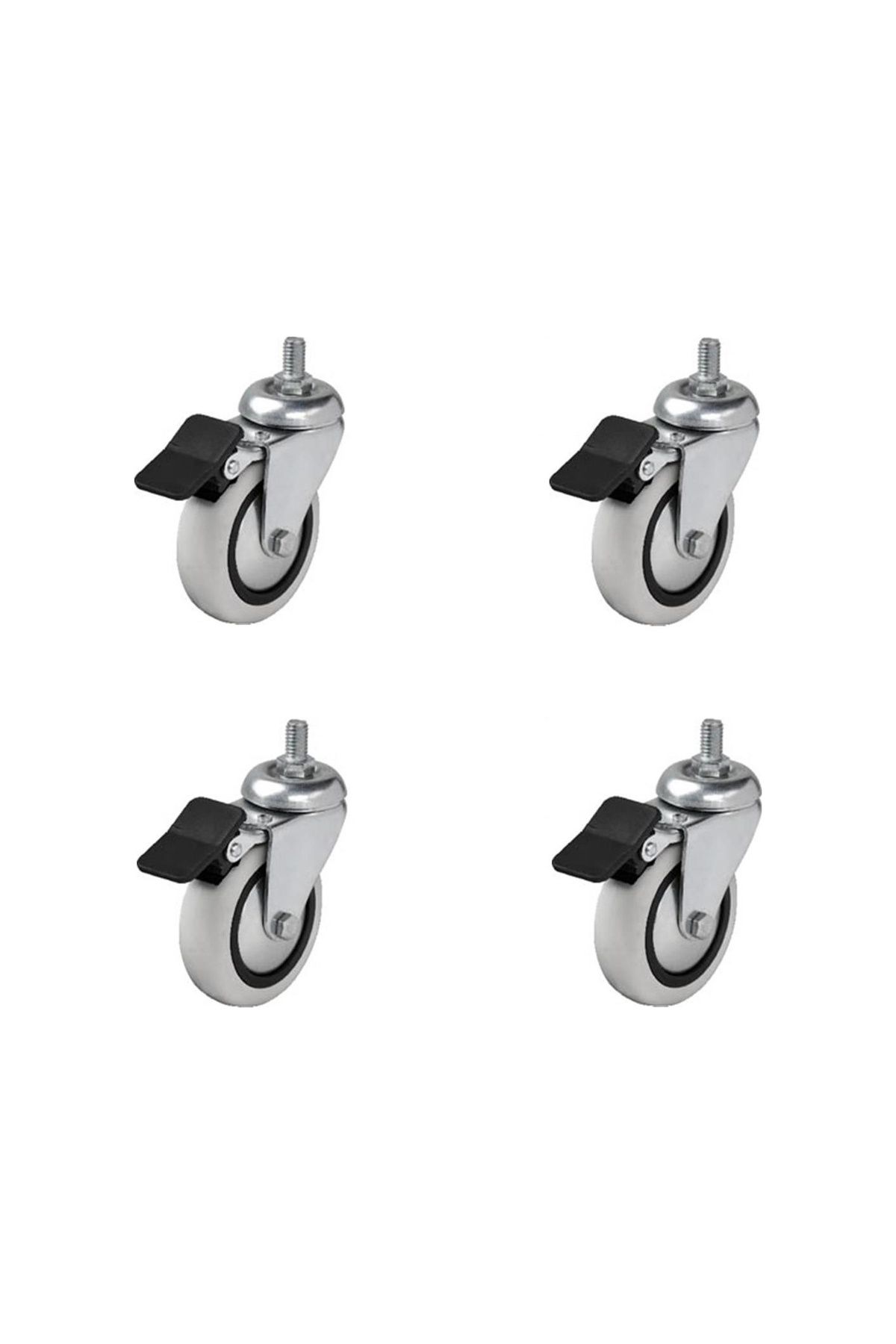 Hts 354- Döner 3/8 Vidalı Frenli Mobilya Tekeri Çap : 74 Mm 4 Ad.