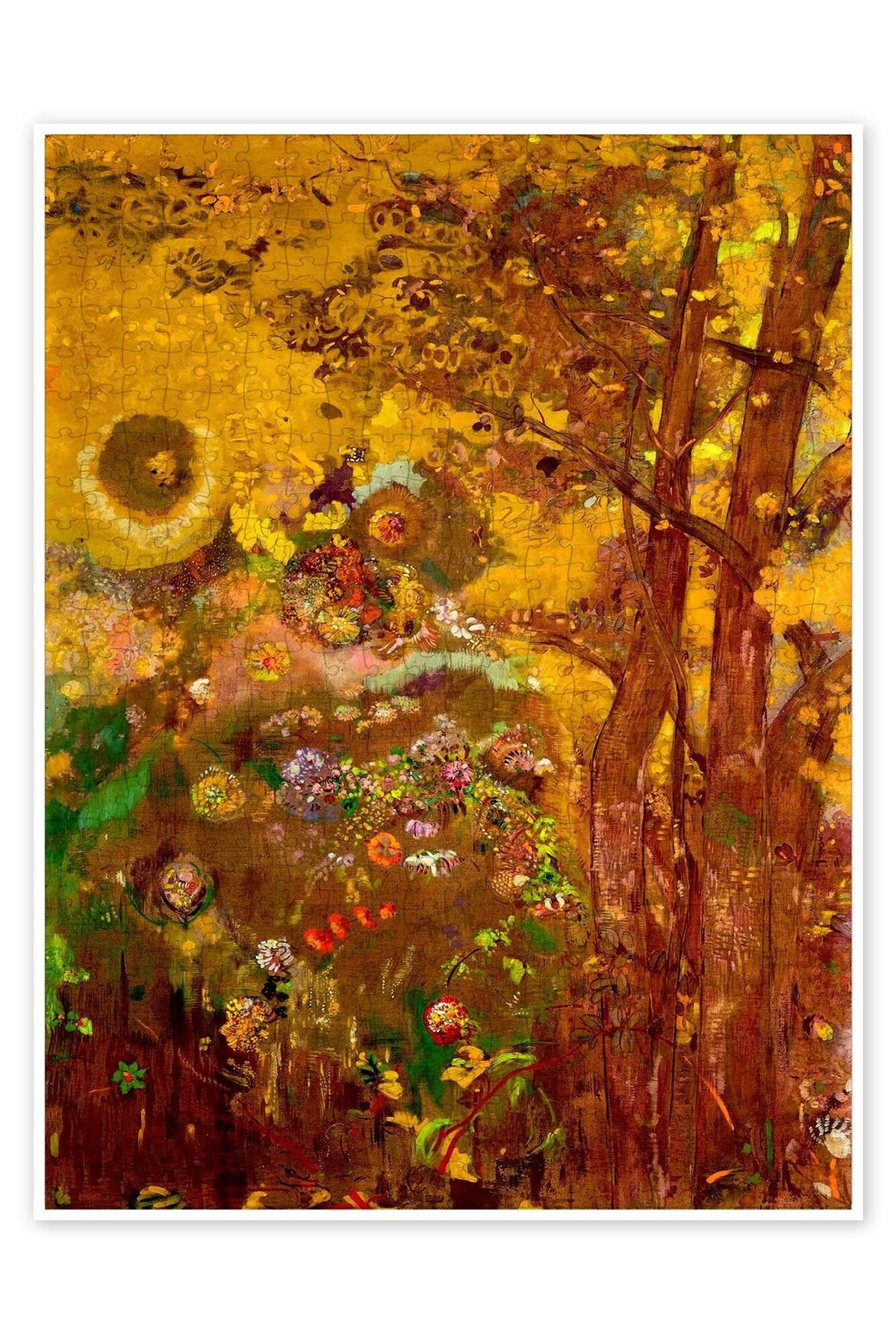 Jeronkarji Sarı zemin üzerinde ağaçlar, 1901 500 Parça Puzzle Yapboz Bohem Soyut Sanat Temalı