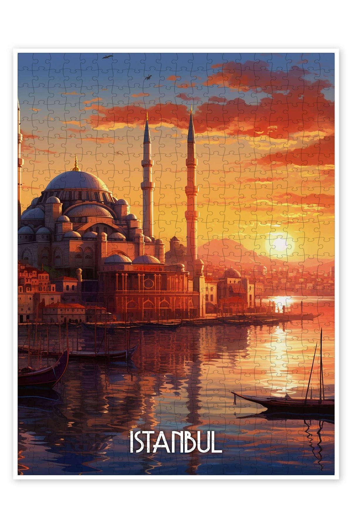Jeronkarji İstanbul Seyahat Poster 500 Parça Puzzle Yapboz Şehir Manzara Temalı Hobilik