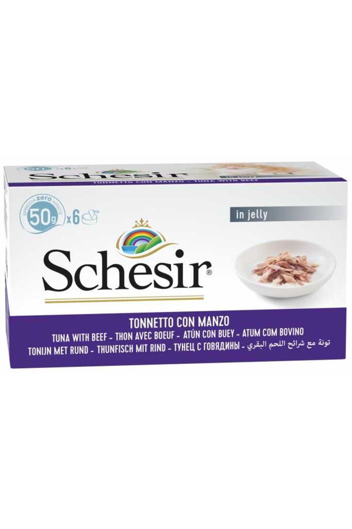 Schesir-Schesir Cat Multipack Tuna with Beef 6x50g can Pack of 2 1