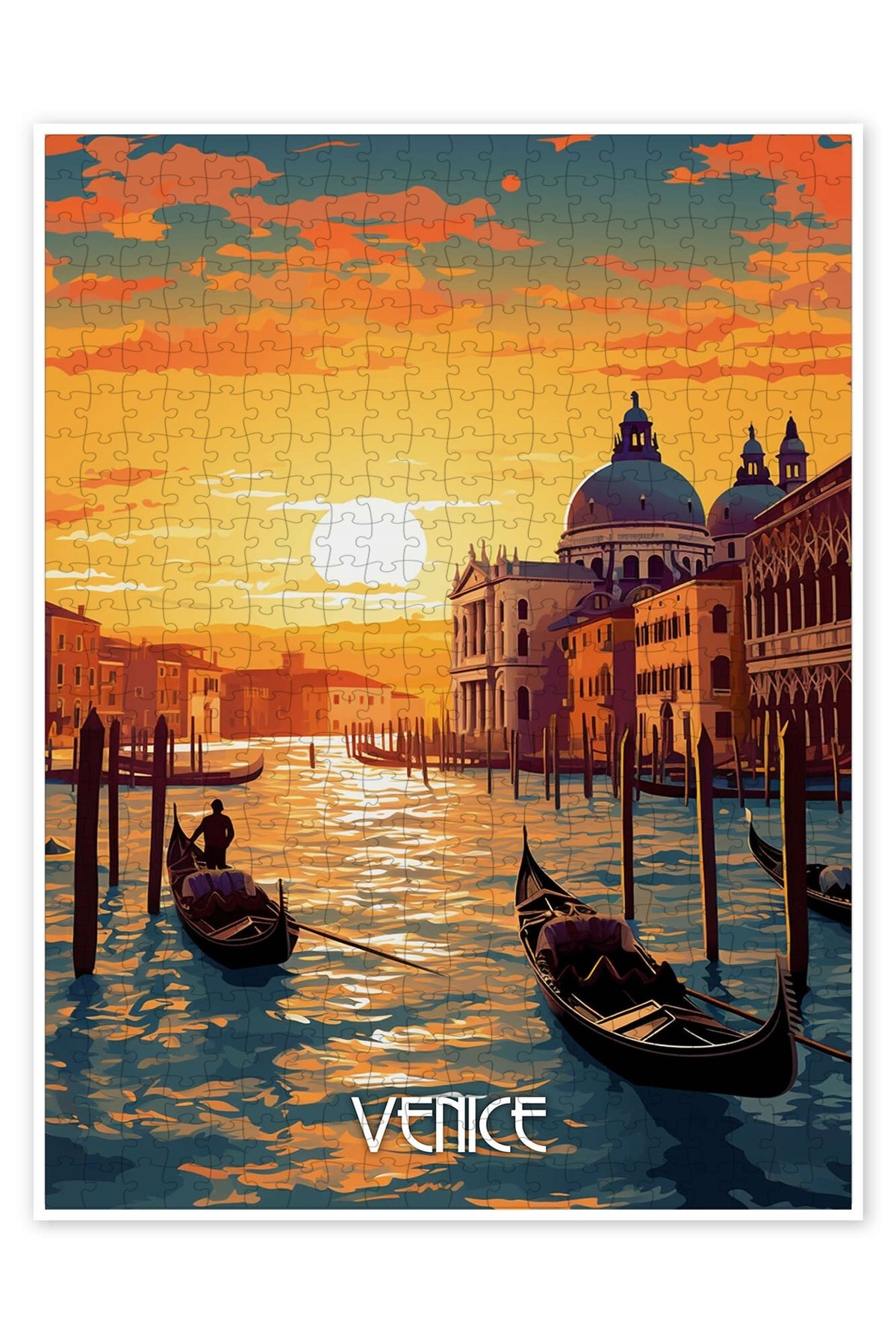 Jeronkarji Venedik Seyahat Poster 500 Parça Puzzle Yapboz Şehir Manzara Temalı Hobilik