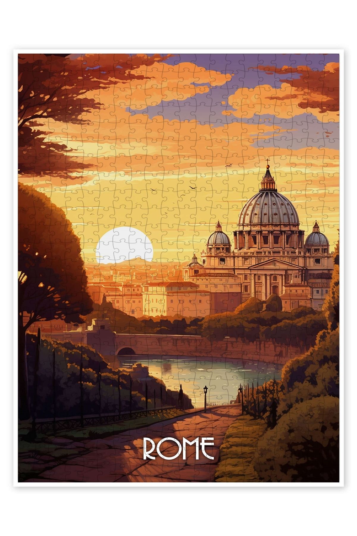 Jeronkarji Roma Seyahat Poster 500 Parça Puzzle Yapboz Şehir Manzara Temalı Hobilik