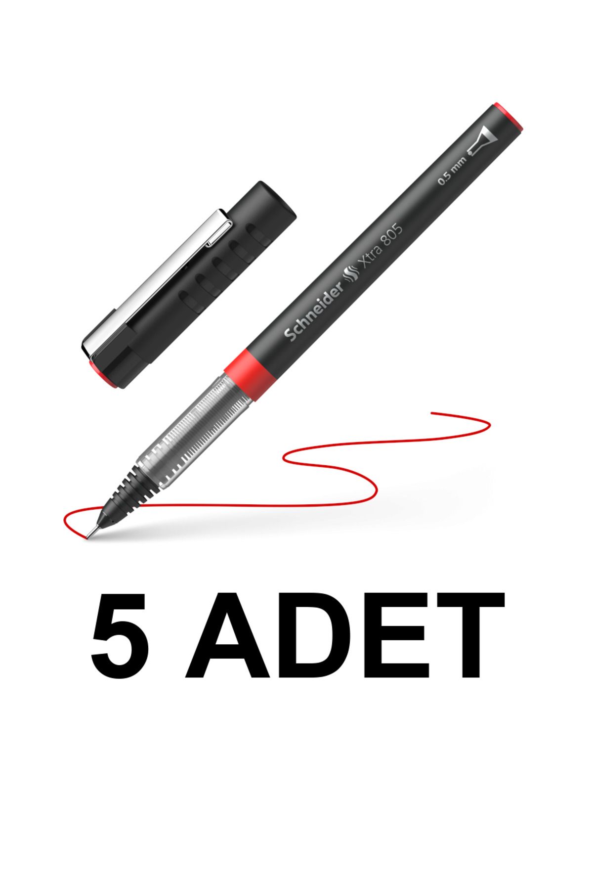 Schneiders 5 ADET ROLLER KALEM XTRA 805 İĞNE UÇLU 0.5 KIRMIZI SCX037